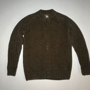 Peruvian Connection Sweater Jacket Mens M Full Zip Green Alpaca Wool Chunky Knit